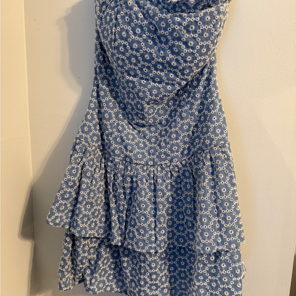 Floral Blue Tiered Dress